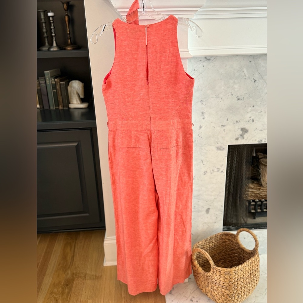 Banana Republic tangerine wideleg jump suit. Linen/cotton. Ankle length Size 0 - Picture 3 of 6